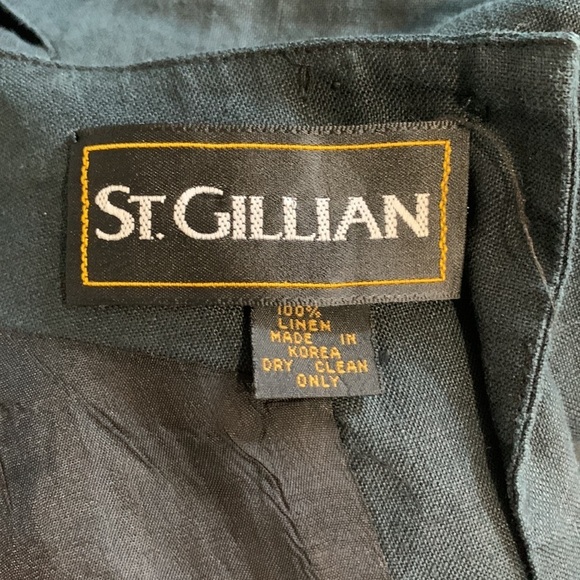 ST. GILLIAN 90’s Black Linen Dress Women's Size 6 Button back - Picture 6 of 7